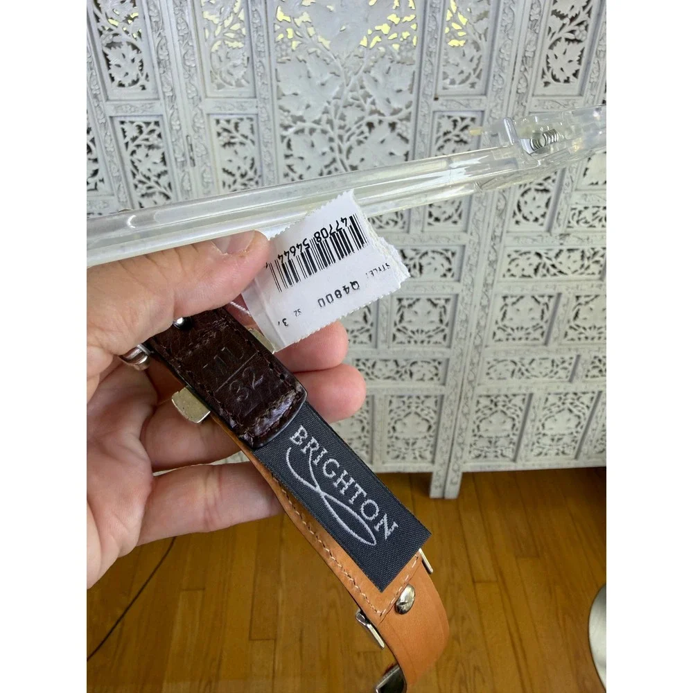 NEW Vtg Brighton Calf Hair Leather Color Block Belt Womens XXS/XS Western Boho